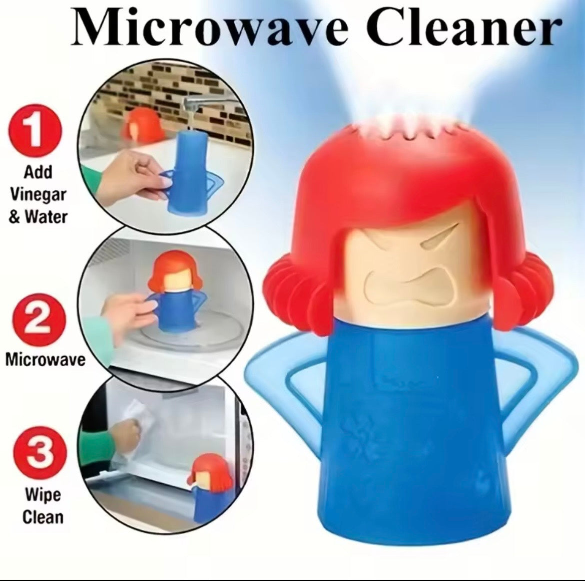 Limpieza por microondas para damas Angry Mama, limpiador a vapor, removedor, diseño de pulverización creativo, utensilios de cocina para cocina y oficina