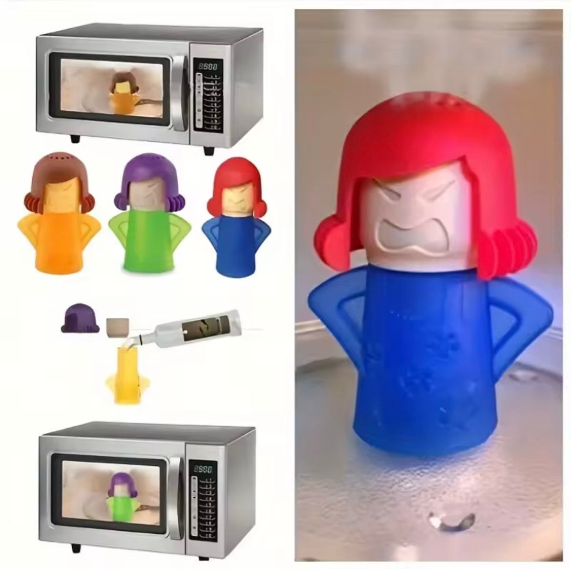 Limpieza por microondas para damas Angry Mama, limpiador a vapor, removedor, diseño de pulverización creativo, utensilios de cocina para cocina y oficina