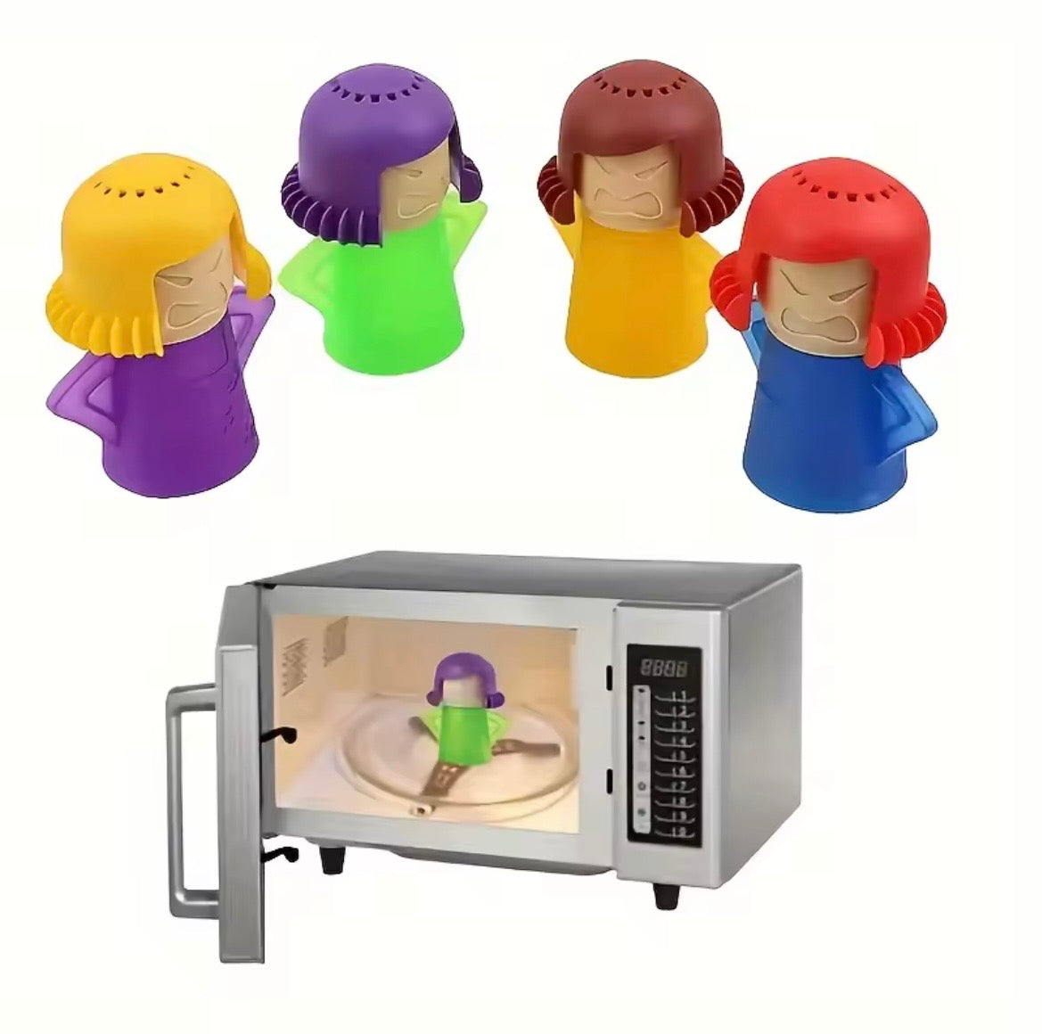 Limpieza por microondas para damas Angry Mama, limpiador a vapor, removedor, diseño de pulverización creativo, utensilios de cocina para cocina y oficina