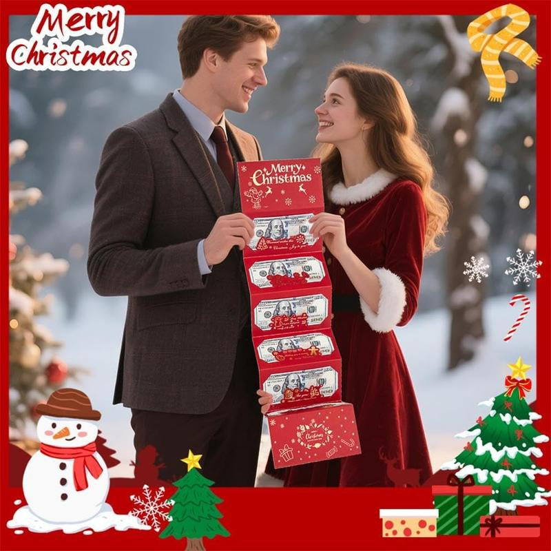 4PCS Christmas Cash Gift Envelope with Cartoongreeting Card-Creative Surprise Money Clipwallet & Unique Cash Box, Fun Holiday Gift Formen,Women & Any Recipient